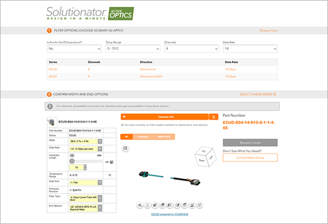 Solutionator® für die Online-Kabelkonfektionierung für Optiklösungen
